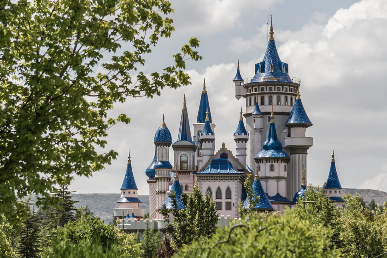 Fairytale Castle behind Trees in Public Cultural Park, Eskisehir